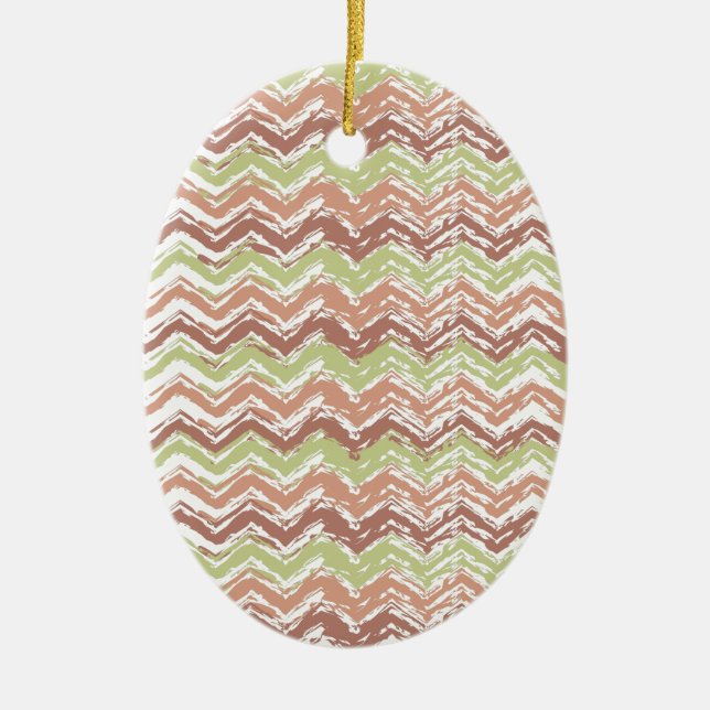 Spice Scribble Chevron ZigZag Ceramic Tree Decoration (Front)