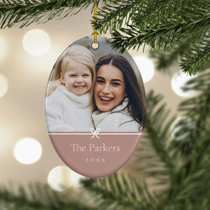 Spice Simple Minimal Bow Photo Ceramic Tree Decoration