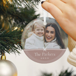 Spice Simple Minimal Bow Photo Glass Tree Decoration