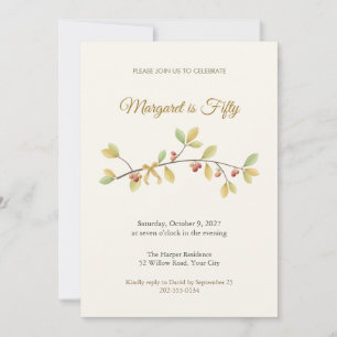 Spicebush Berry Branch 50th Birthday Invitation