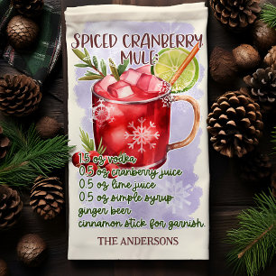 Spiced Cranberry Mule Christmas Cocktail Recipe Tea Towel