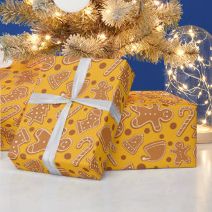Spiced Holiday Gingerbread Dark Yellow Mustard Wrapping Paper