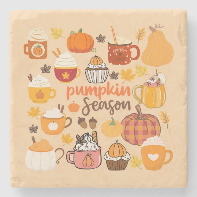 Spiced Pumpkin Season Stone Coaster (Front)