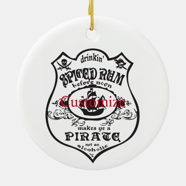 Spiced Rum Pirate Drink Thunder_Cove Ceramic Tree Decoration (Back)