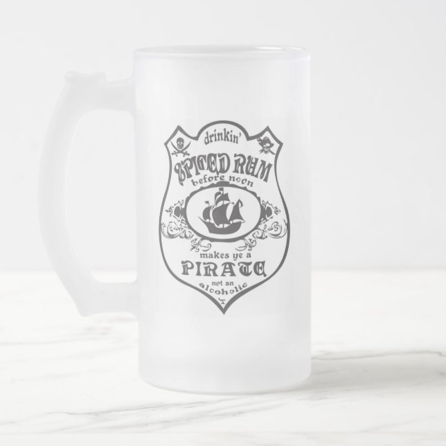 Spiced Rum = Pirate Frosted Glass Beer Mug (Left)