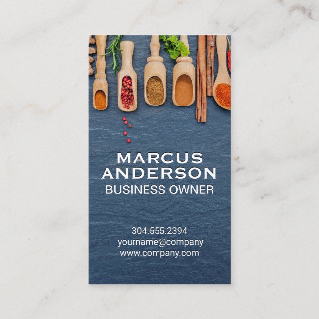 Spices and Herbs | Cooking Ingredients Business Card (Front)