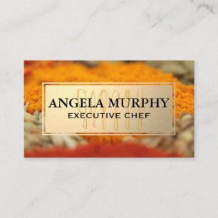 Spices and Herbs   Gold Frame   Kitchen Tools Business Card