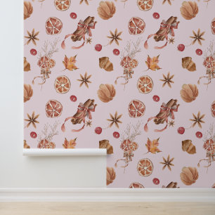 Spices Cinnamon Star Anise Cherry Watercolor Wallpaper