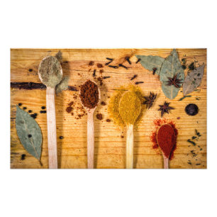 Spices on spoons photo print