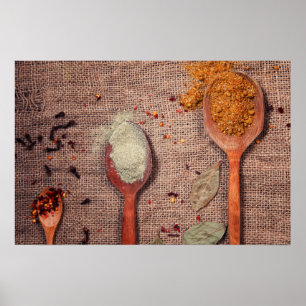 Spices on spoons poster