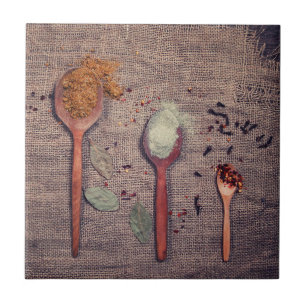 Spices on spoons tile
