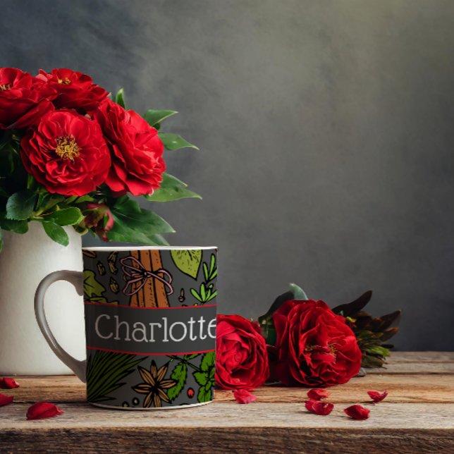 Spices pattern custom name grey coffee mug (Creator Uploaded)