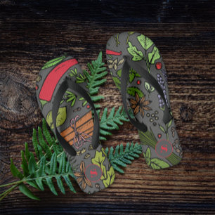 Spices pattern custom name grey jandals