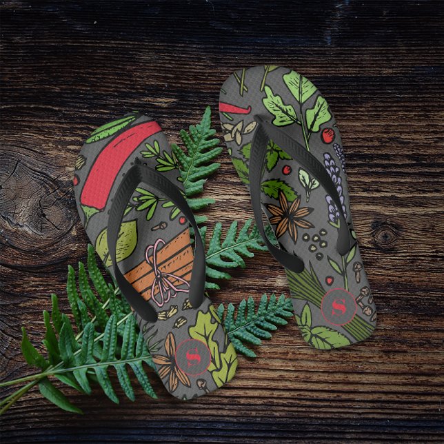 Spices pattern custom name grey jandals (Creator Uploaded)