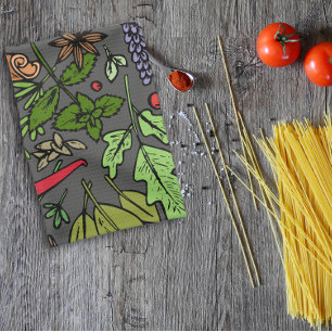 Spices pattern custom name grey tea towel