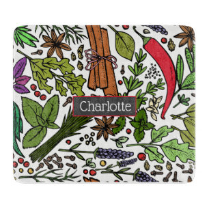 Spices pattern custom name white cutting board