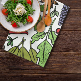 Spices pattern custom name white tea towel