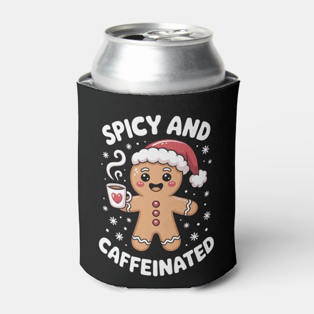 Spicy And Caffeinated Christmas Gingerbread Coffee Can Cooler (Can Front)
