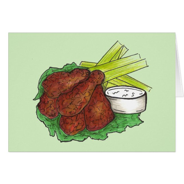 Spicy BBQ Buffalo Chicken Wings New York Bar Food (Front Horizontal)