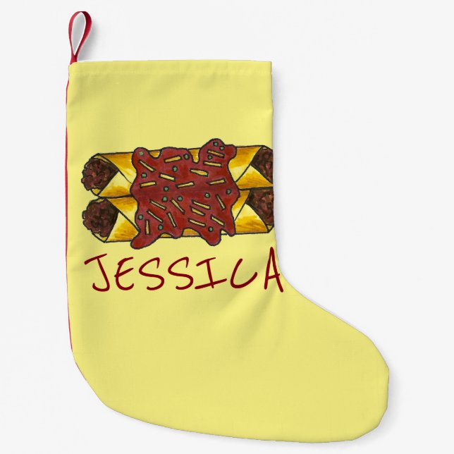Spicy Bean Cheese Enchiladas Mexican Food Foodie Small Christmas Stocking (Front)