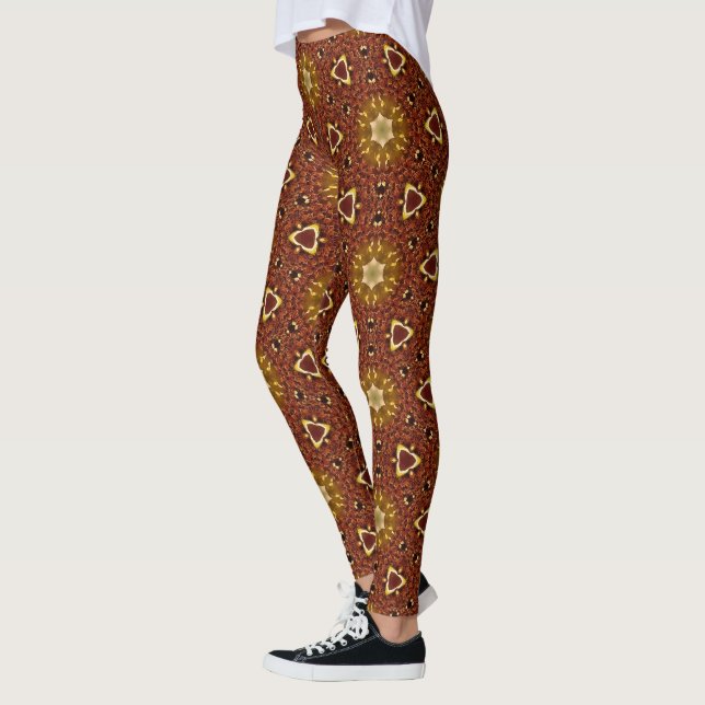 Spicy Brown Yellow Masala Pattern Leggings (Left)