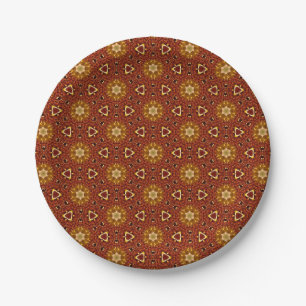 Spicy Brown Yellow Masala Pattern Paper Plate