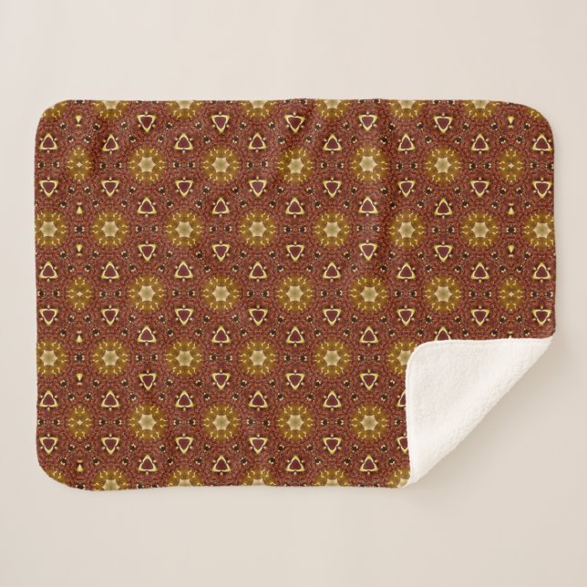 Spicy Brown Yellow Masala Pattern Sherpa Blanket (Front (Horizontal))