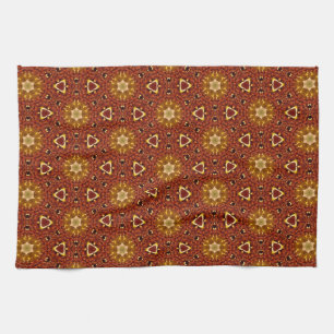 Spicy Brown Yellow Masala Pattern Tea Towel