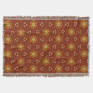 Spicy Brown Yellow Masala Pattern Throw Blanket