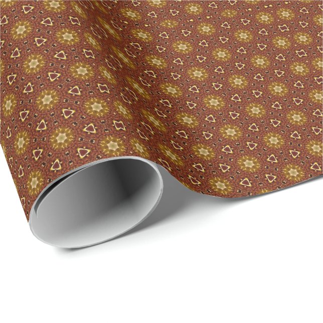 Spicy Brown Yellow Masala Pattern Wrapping Paper (Roll Corner)