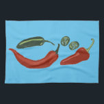 Spicy chiles jalapeno kitchen towel<br><div class="desc">Decorate your kitchen with this fun and spicy jalapeno dish towel. Makes a great housewarming or wedding gift! 
You can customise it and add text too.
Check my shop for lots more colours and patterns!</div>