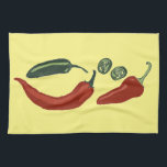 Spicy chiles jalapeno kitchen towel<br><div class="desc">Decorate your kitchen with this fun and spicy jalapeno dish towel. Makes a great housewarming or wedding gift! 
You can customise it and add text too.
Check my shop for lots more colours and patterns!</div>