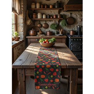 Spicy Chili Pepper Pattern Personalized Short Table Runner