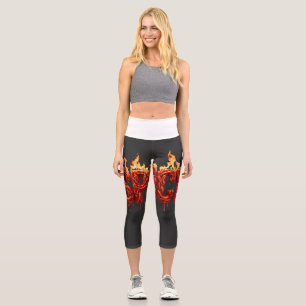 Spicy Chilli Pepper Fire Typography Foodie Hot Sau Capri Leggings