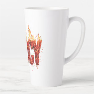 Spicy Chilli Pepper Fire Typography Foodie Hot Sau Latte Mug