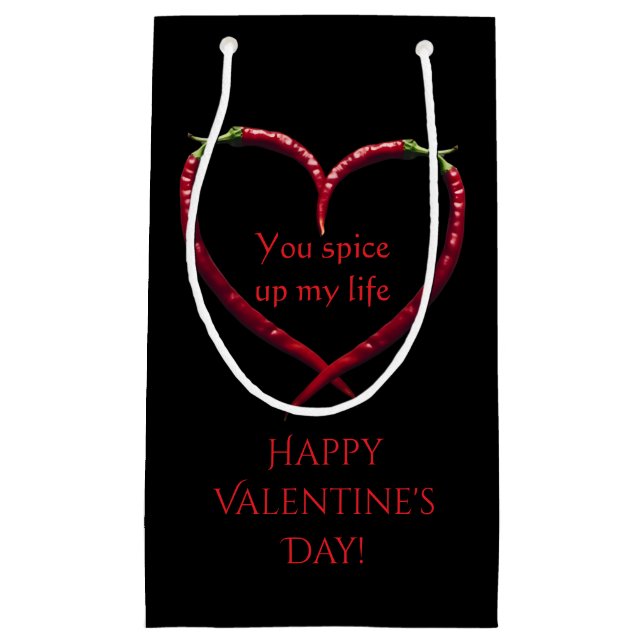 Spicy Chilli Pepper Heart  Small Gift Bag (Front)