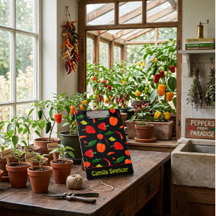 Spicy Chilli Pepper Pattern Personalised Clipboard