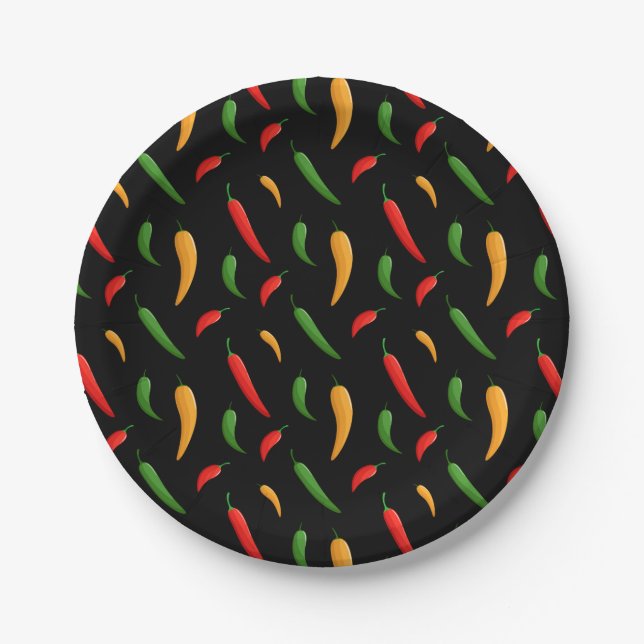 Spicy Chilli Peppers Paper Plate (Front)