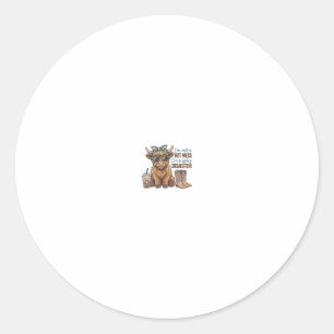 Spicy Disaster Highland Cow Coffee Western Shirt D Classic Round Sticker