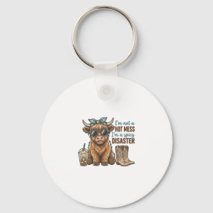 Spicy Disaster Highland Cow Coffee Western Shirt D Key Ring