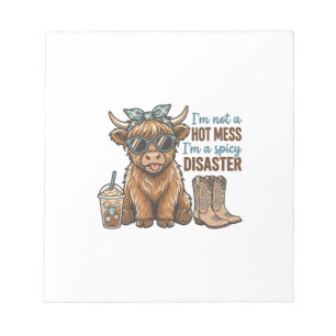 Spicy Disaster Highland Cow Coffee Western Shirt D Notepad
