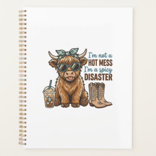 Spicy Disaster Highland Cow Coffee Western Shirt D Planner