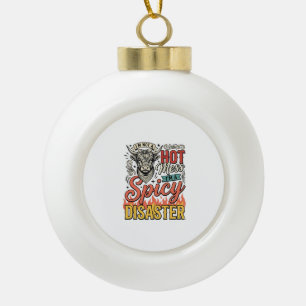Spicy Disaster Highland Cow Vintage Western Shirt Ceramic Ball Christmas Ornament