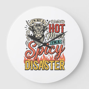 Spicy Disaster Highland Cow Vintage Western Shirt Large Clock