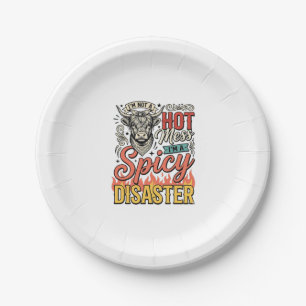 Spicy Disaster Highland Cow Vintage Western Shirt Paper Plate
