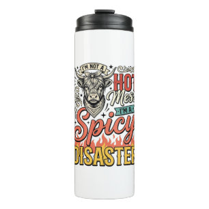 Spicy Disaster Highland Cow Vintage Western Shirt Thermal Tumbler