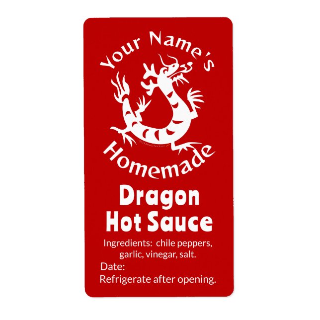 Spicy Dragon Your Name AsianChili Custom Hot Sauce (Front)