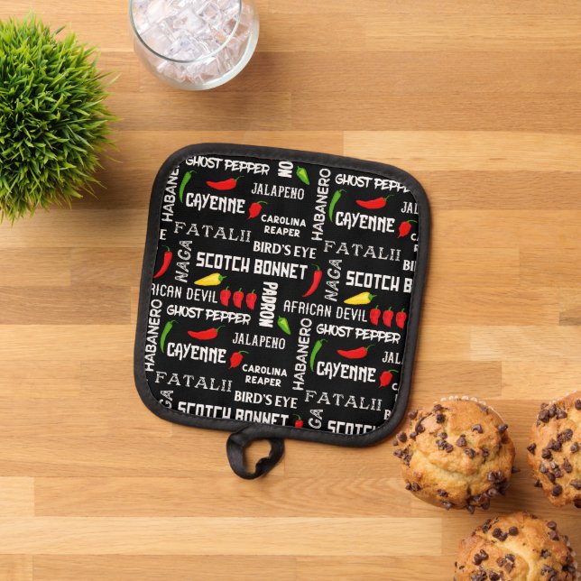 Spicy Food Hot Chillies Jamaican Cooking Pot Holder (Top Down)