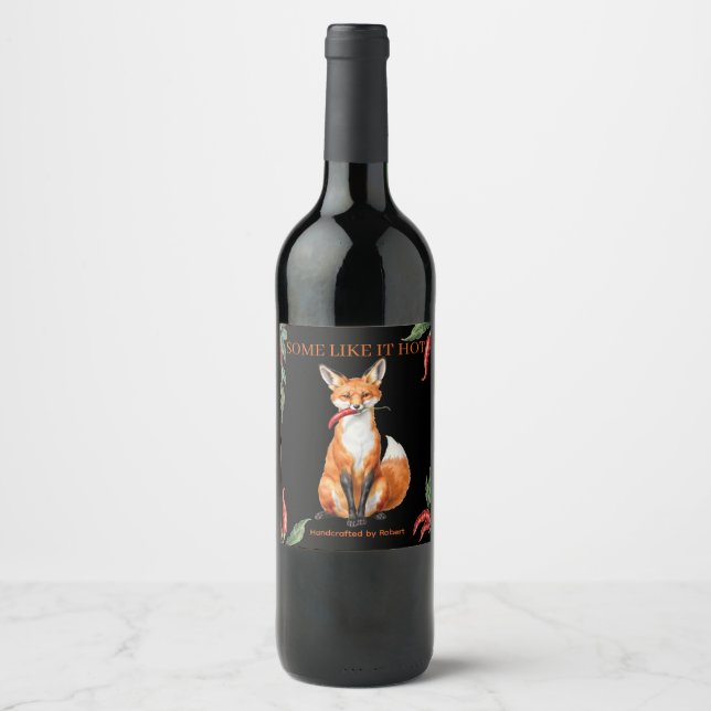 Spicy Fox Custom Personalised Wine Label  (Front)