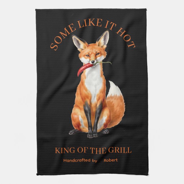Spicy Fox Custom Rustic Kitchen Towel (Vertical)